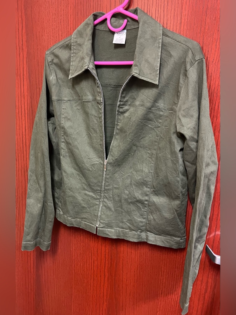 Old Navy Y2K Olive Green Full Zip Twill Work Jacket